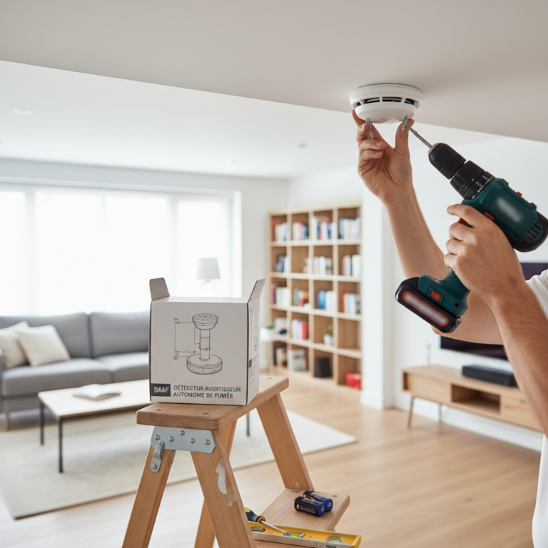 Illustration réaliste sur Guide pratique pour choisir et installer un détecteur de fumée conforme