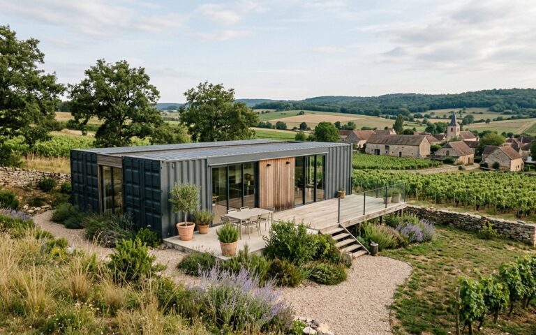 Maison container moderne en extérieur