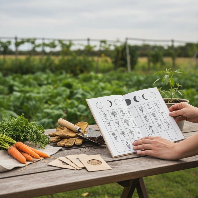 Illustration réaliste sur Jardiner avec la lune : un calendrier lunaire pour le jardin