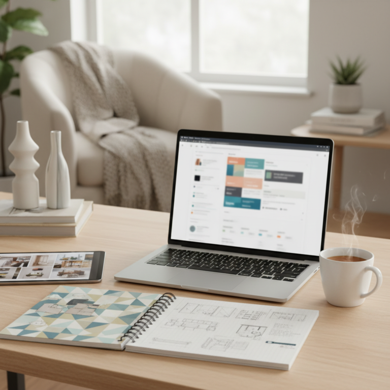 Illustration réaliste sur Créer un blog maison performant axé sur la décoration et les tendances 2026