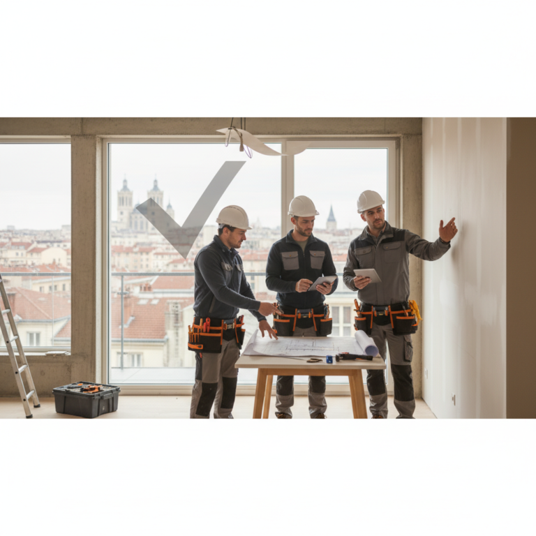Illustration réaliste sur TravauxMakers Lyon : des artisans contrôlés pour vos travaux maison